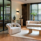 La Cantera Oval Beige Travertine Console Table by Richmond Interiors