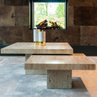 La Cantera Coffee Tables Travertine Beige 2 Tier Square (Set of Two) by Richmond Interiors