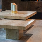 La Cantera Coffee Tables Travertine Beige 2 Tier Square (Set of Two) by Richmond Interiors