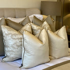 Strato Gold & Celine Fawn Satin Piping Cushion by Luxe Casa