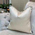 Evie Oyster & Celine Hessian Satin Piping Cushion by Luxe Casa