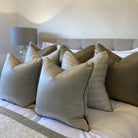 Celine Hessian Satin & Celine Fawn Satin Piping Cushion by Luxe Casa