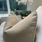 Celine Fawn Satin & Celine Hessian Satin Piping Cushion by Luxe Casa