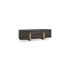 Zhoosh Grey Oak Wood Media TV Unit with Brass Legs by Berkeley Designs