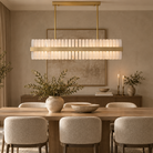 Salerno Gold & Alabaster Linear Dining Pendant 95cm Luxe Collection