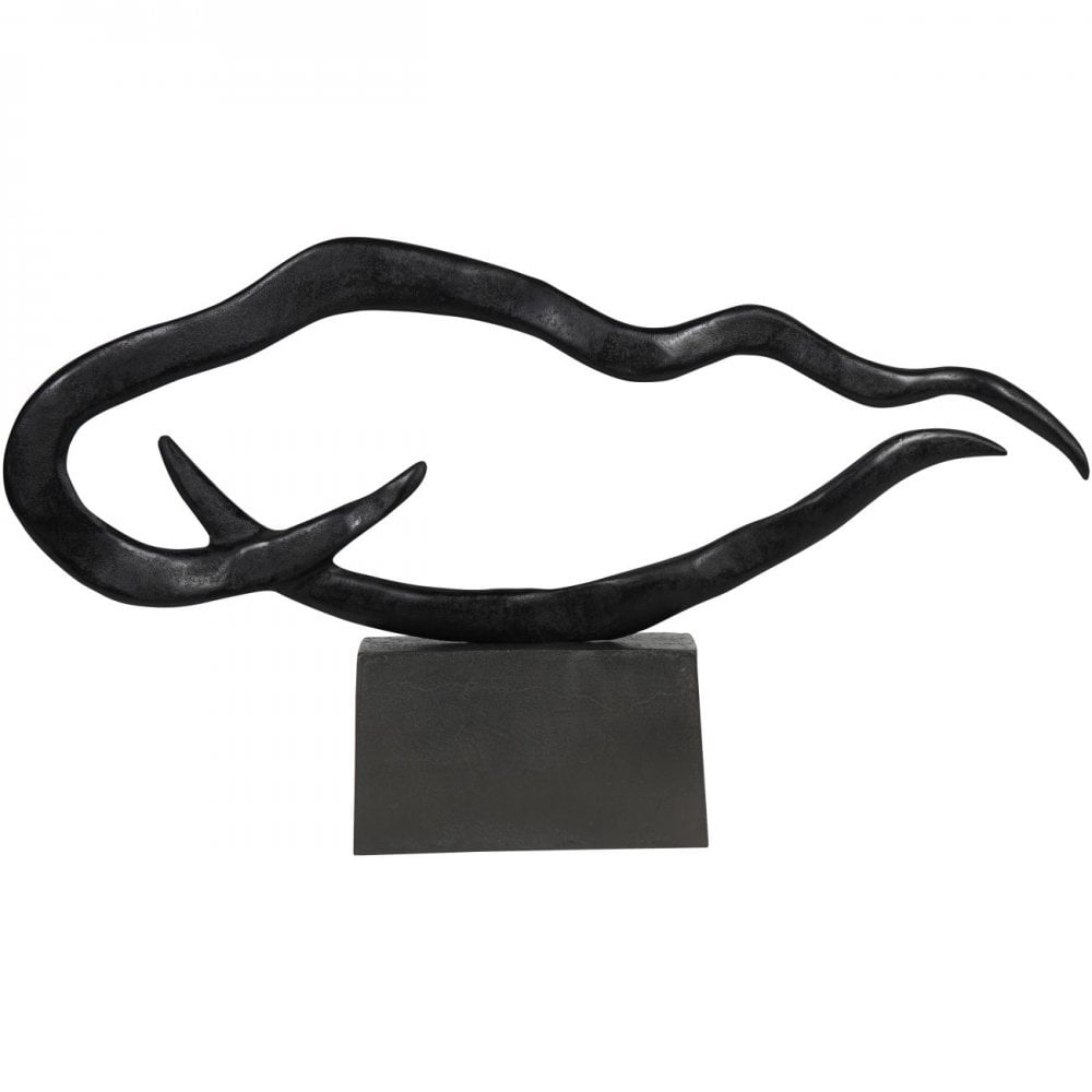 Isla Large Textured Black Aluminium Abstract Sculpture by Libra Interiors