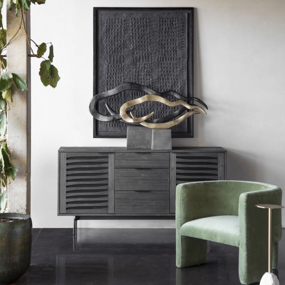 Isla Small Textured Brass Aluminium Abstract Sculpture by Libra Interiors