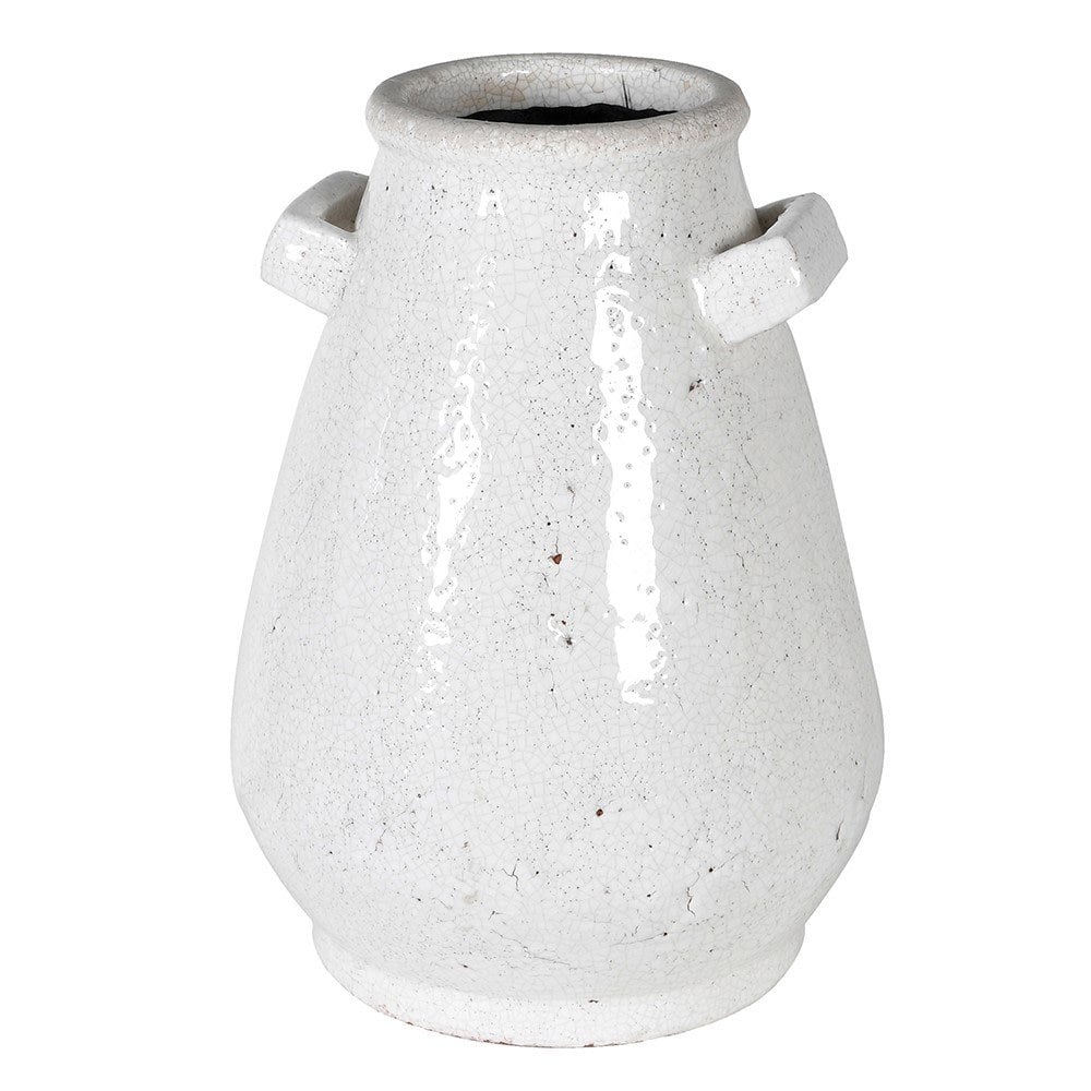 Small White Terracotta Vase with Handles by Kensington
