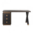 Hunter Rustic Black Oak Veneer & Brass Desk by Richmond Interiors