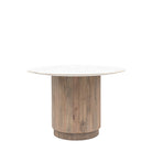 Marmo Round Mango Wood & White Marble Dining Table by Abode