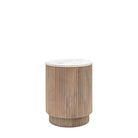 Marmo Side Table Mango Wood Base & White Marble Top by Abode