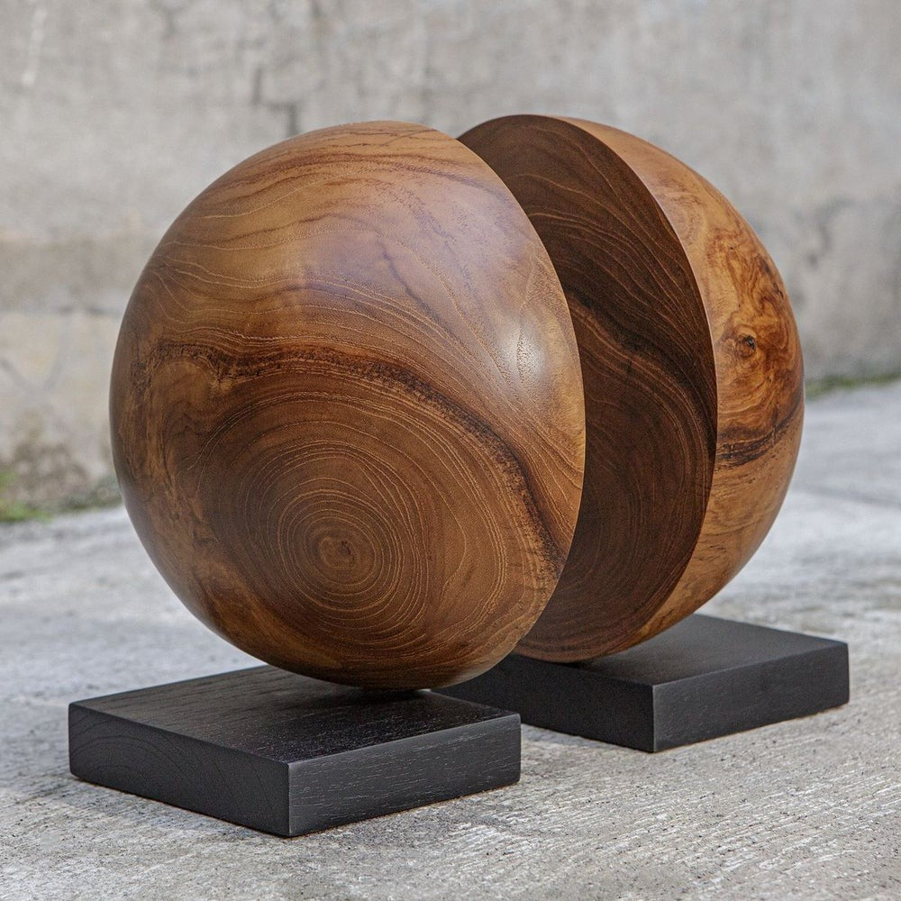 Teak and Noir Bookends Set of 2 by Uttermost