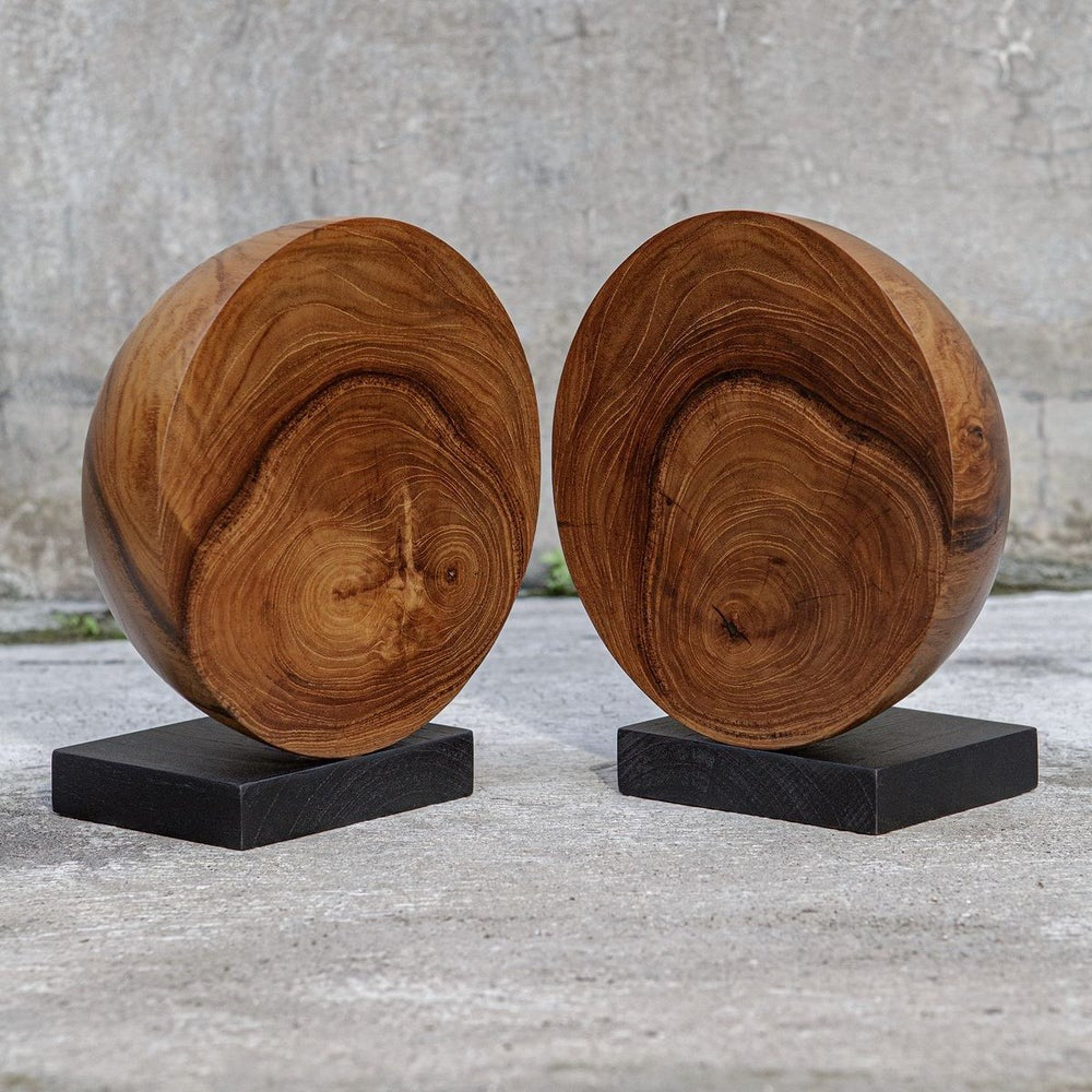 Teak and Noir Bookends Set of 2 by Uttermost