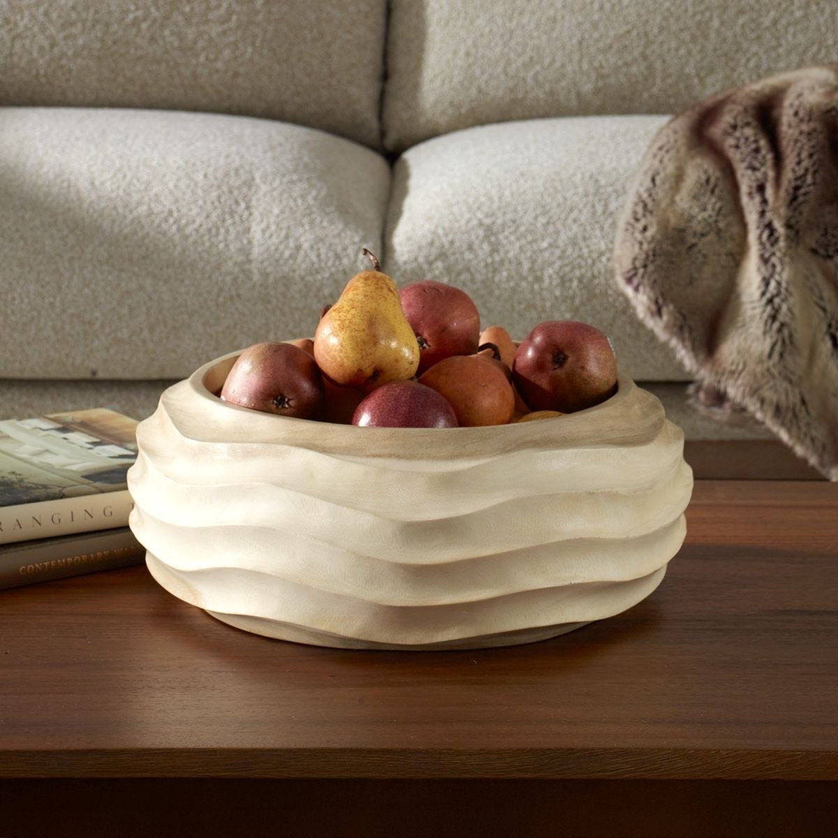 Waveform Bleached Wood Bowl by Uttermost