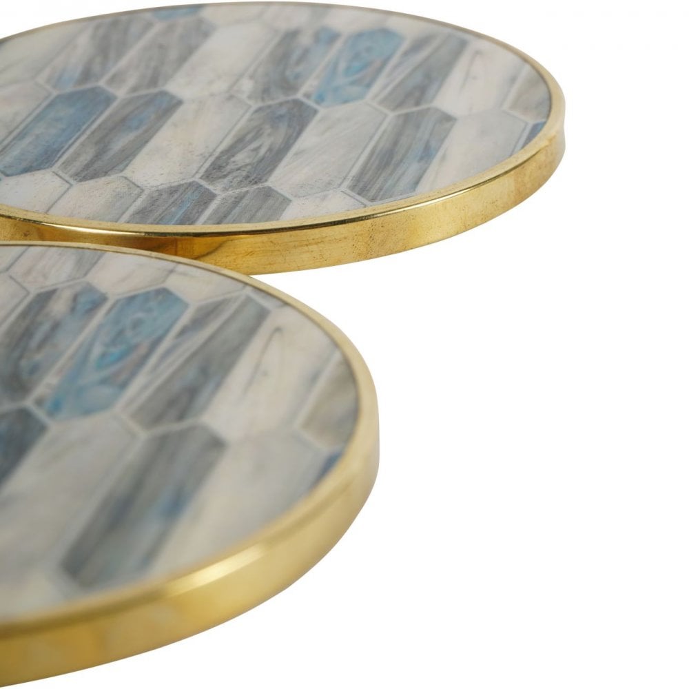 Blue Grey Mosaic Style Set of 4 Coasters by Libra Interiors