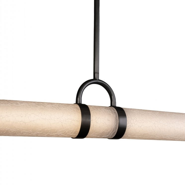 Esme Blackened Bronze & Frosted Crackle Glass Stem Pendant Light by Heathfield & Co