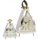 Isosceles Curved Front Mantel Clock With Leather Handle by Libra Interiors