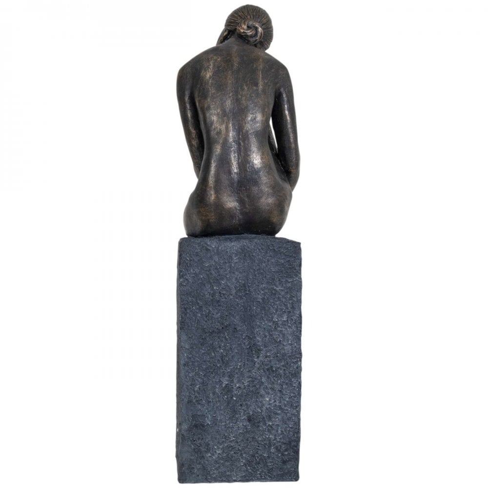 Thinking Lady Sculpture In Bronze Resin by Libra Interiors
