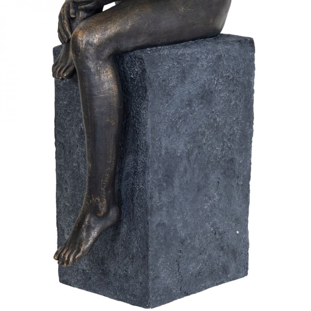 Thinking Lady Sculpture In Bronze Resin by Libra Interiors