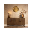 Ironville Sideboard Gold & Dark Wood with Marble Top 4 Doors by Richmond Interiors