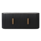 Sideboard Black Fluted Oak Wood & Brass Handles 4 Door by Kensington