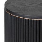 Sideboard Black Fluted Oak Wood & Brass Handles 4 Door by Kensington