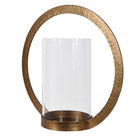 Hammered Brass Circle Hurricane by Kensington