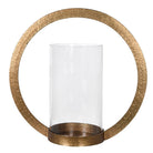 Hammered Brass Circle Hurricane by Kensington