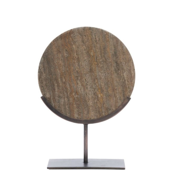 Moreno Dark Brown Travertine & Small Ring On Stand by Light & Living