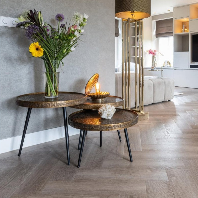 Luxton Brown & Gold Coffee Tables Set of 3 by Richmond Interiors