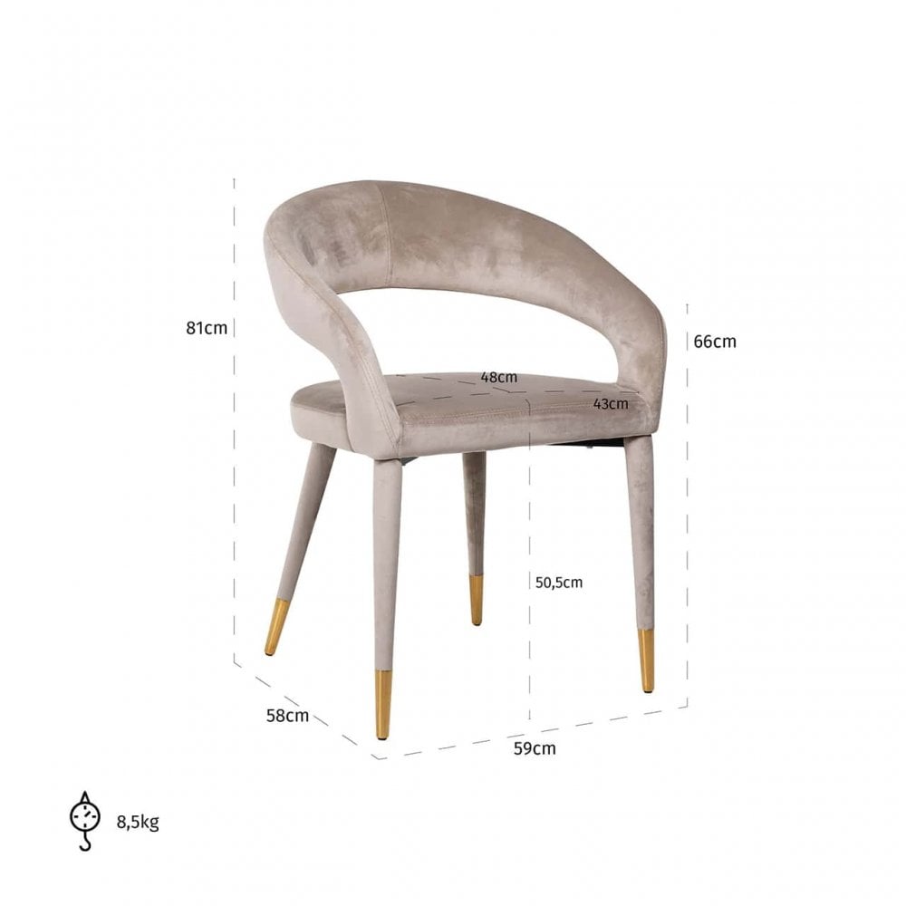 Gia Khaki Velvet Chair by Richmond Interiors