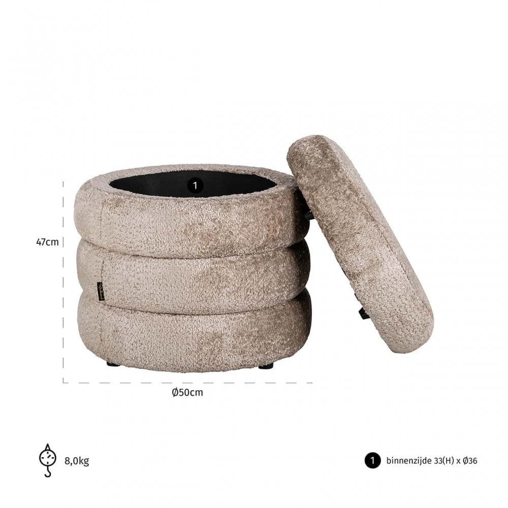 Adele Natural Pouffe by Richmond Interiors