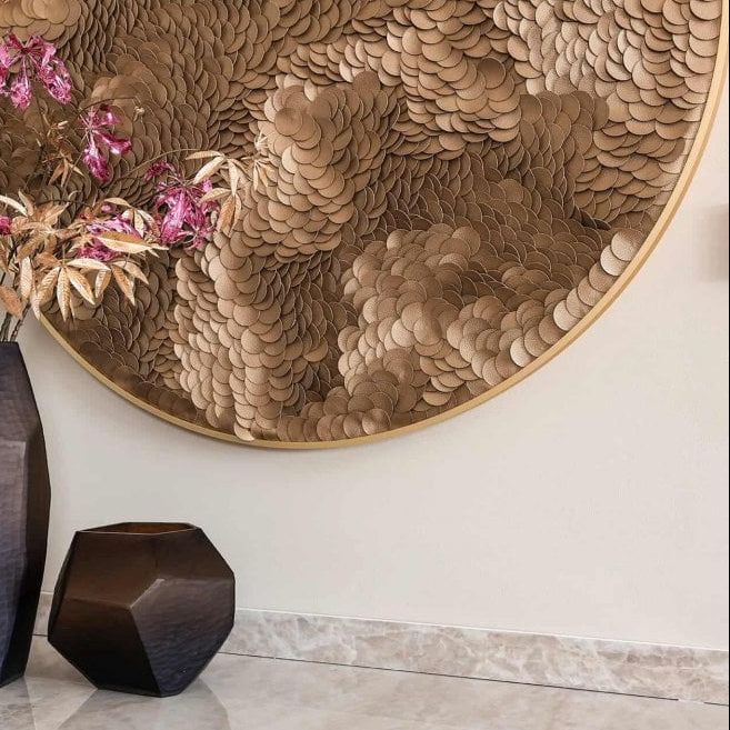 Bloom Gold Textured Round Wall Art by Richmond Interiors