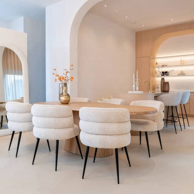 Fictus Faux Travertine Beige Dining Table - 240cm by Richmond Interiors