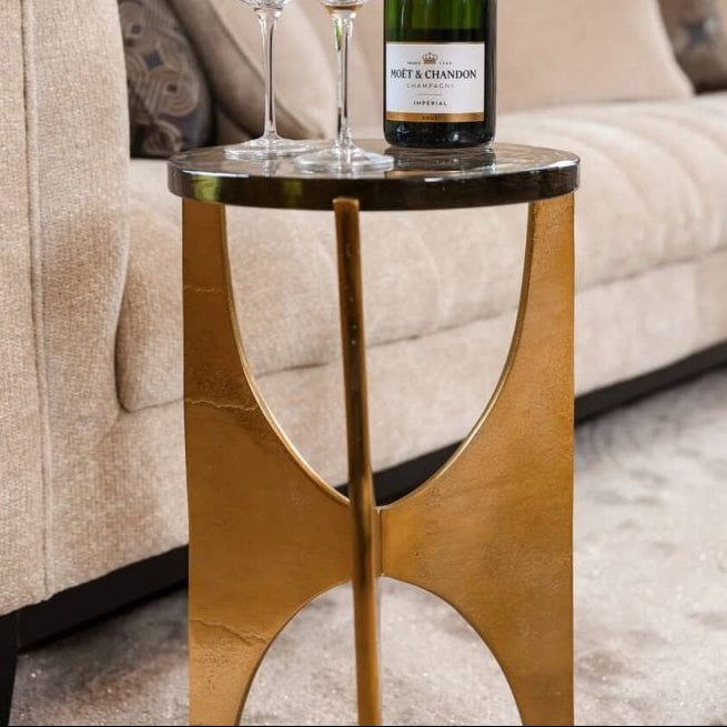 Avery Gold Side Table with Glass Top by Richmond Interiors