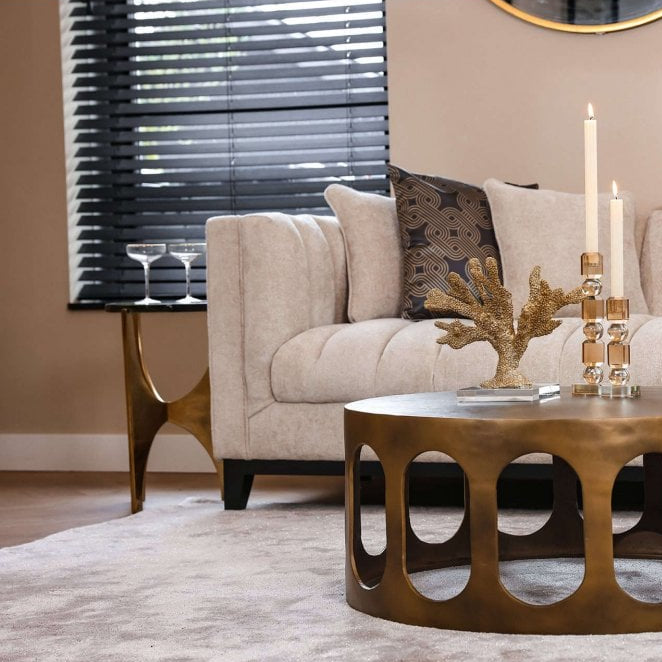 Avery Gold Side Table with Glass Top by Richmond Interiors