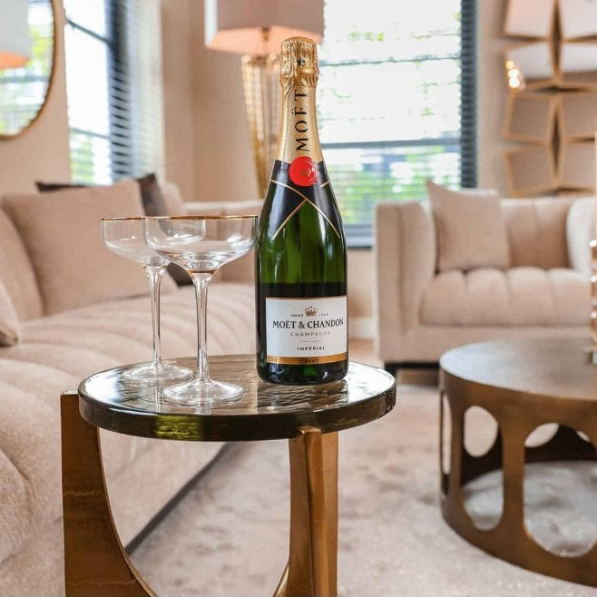 Avery Gold Side Table with Glass Top by Richmond Interiors