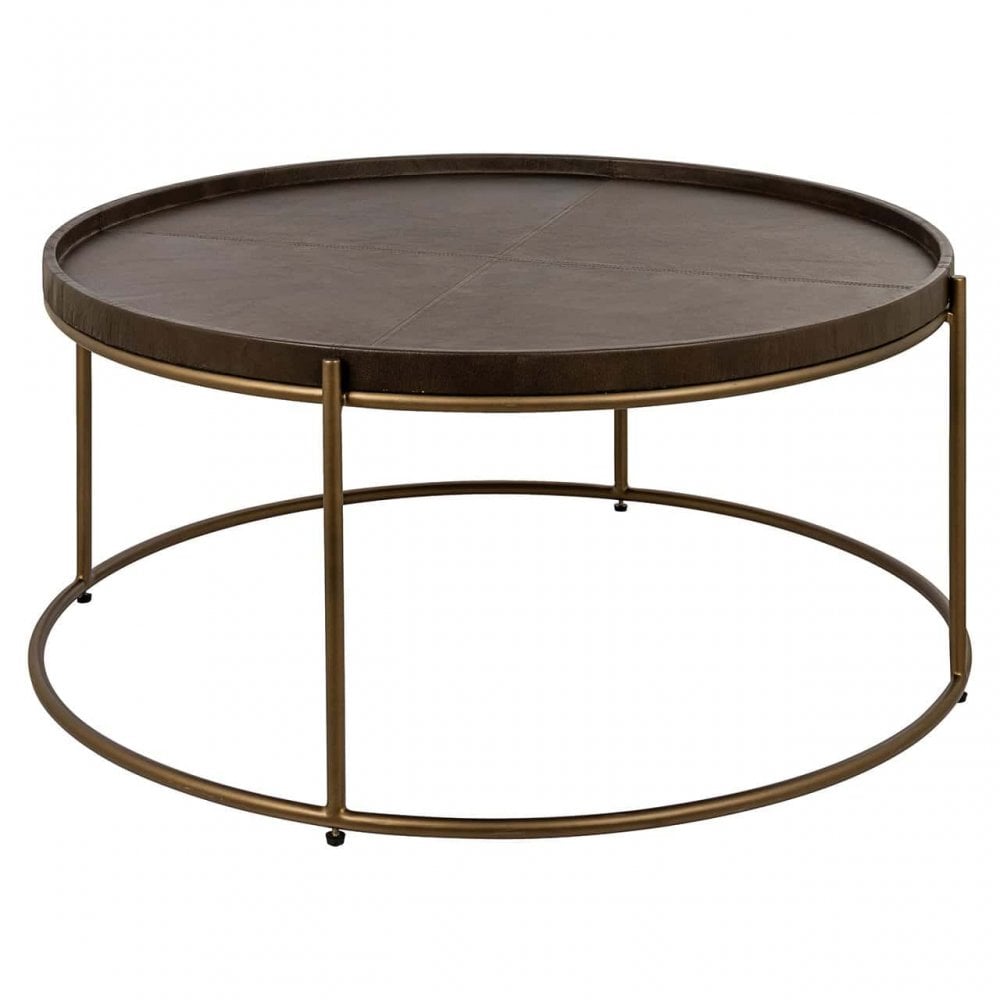 Zillon Brown Leather Coffee Table by Richmond Interiors