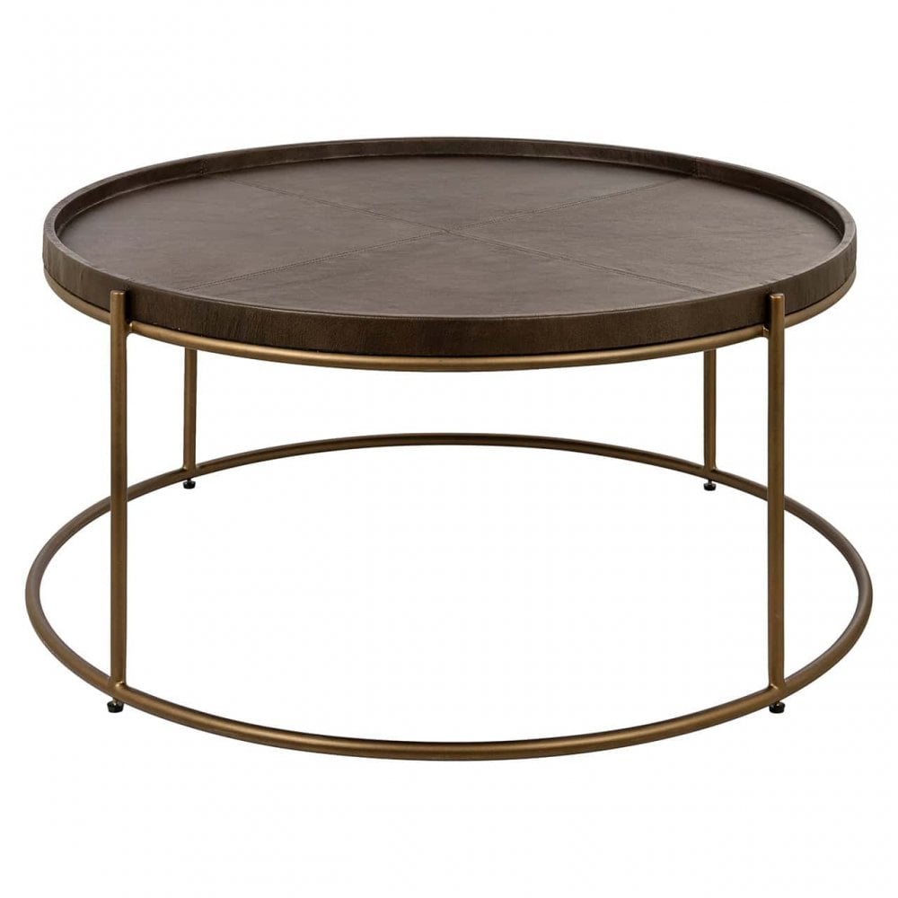 Zillon Brown Leather Coffee Table by Richmond Interiors