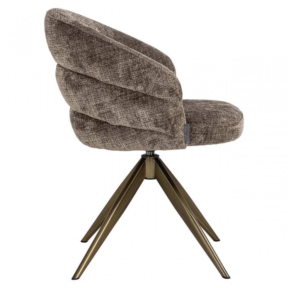 Zendaya Stone Chenille Swivel Chair by Richmond Interiors