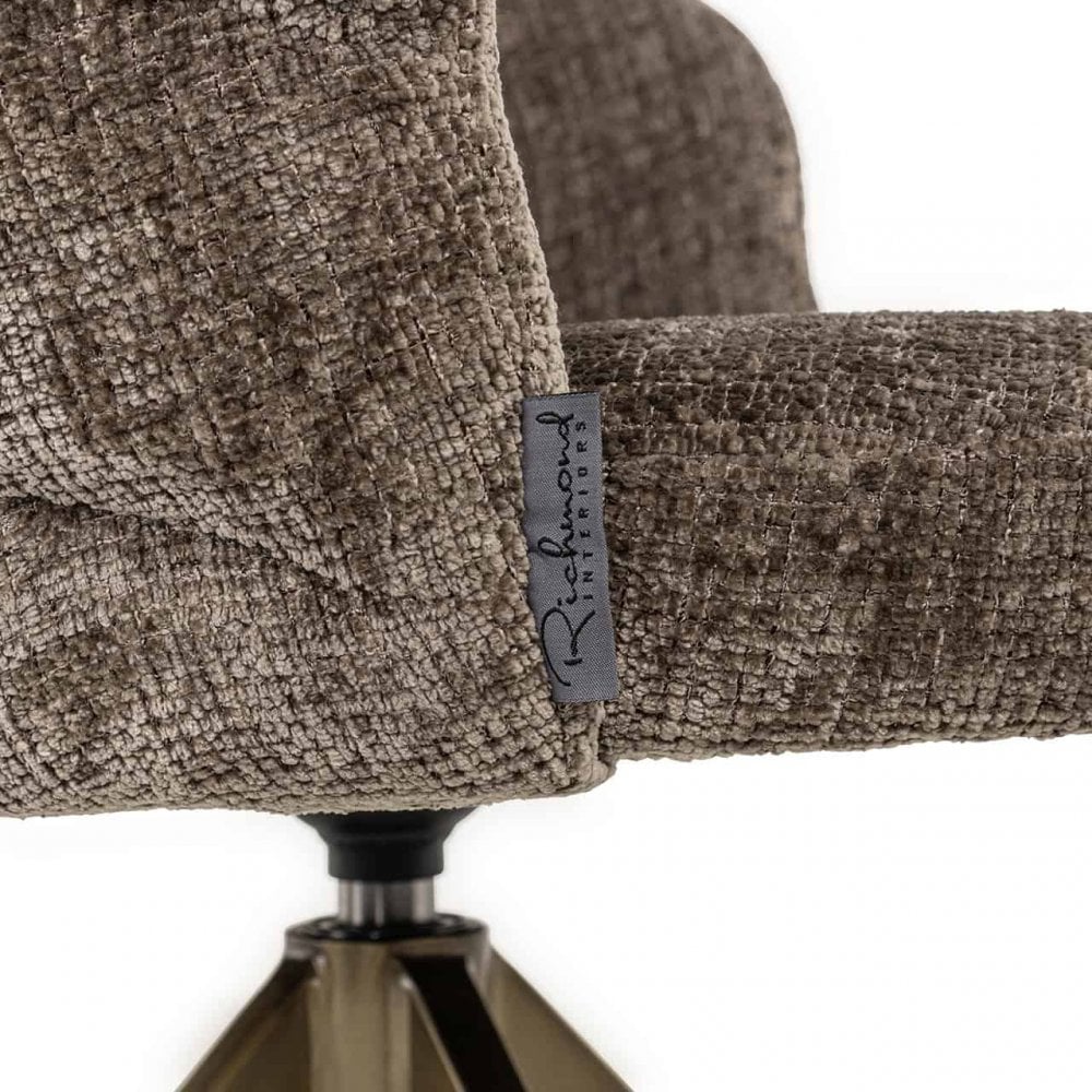 Zendaya Stone Chenille Swivel Chair by Richmond Interiors