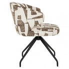 Milly Moss Fabric Graffic Swivel Dining Chair with Black Legs by Richmond Interiors