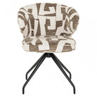 Milly Moss Fabric Graffic Swivel Dining Chair with Black Legs by Richmond Interiors