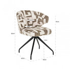 Milly Moss Fabric Graffic Swivel Dining Chair with Black Legs by Richmond Interiors