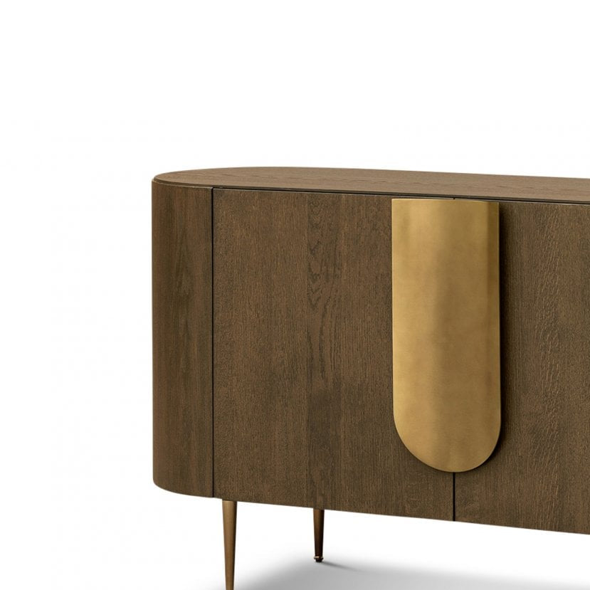 Napa Sideboard in Textured Carmel Oak Wood with Bronze Handles by Berkeley Designs