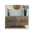 Ironville Sideboard Gold & Dark Wood with Marble Top 4 Doors by Richmond Interiors