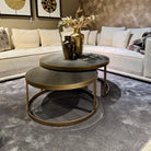 Bloomville Brass & Faux Shagreen Coffee Tables (Set of 2) by Richmond Interiors