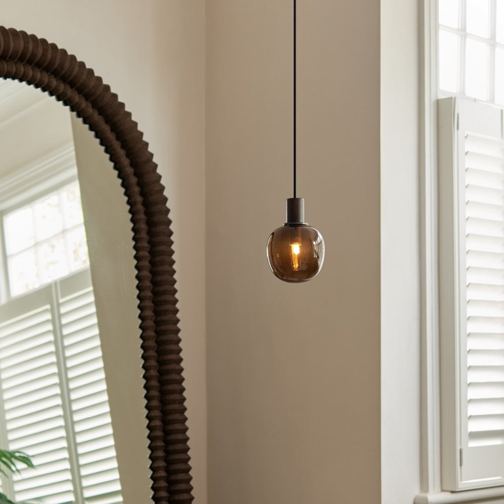 Oscar Bronze & Smoked Oak Glass Single Pendant Light – Decorum Interiors