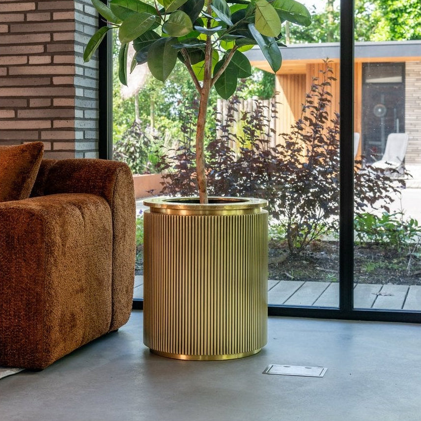 Ironville Brushed Gold Planter - 50cm by Richmond Interiors