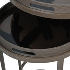 Impasto Taupe Brushstroke Side Tray Tables Set of 2 by Libra Interiors